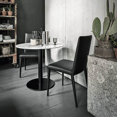 Moderner Esstisch - Doni 73 - Frag - Marmor / Gestell aus lackiertem Stahl / rund