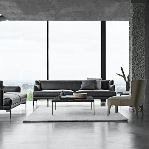 Moderner Couchtisch - Square 140 - Frag - Marmor / Beton / Gestell aus lackiertem Stahl