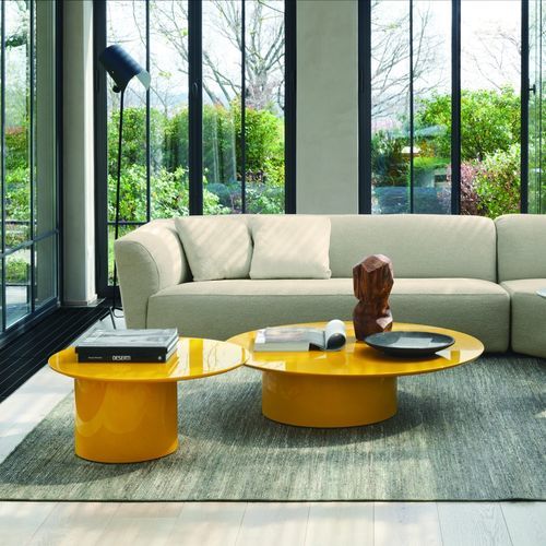 Moderner Couchtisch - Myon 120 - Frag - lackiertes MDF / Marmor / Gestell aus lackiertem MDF