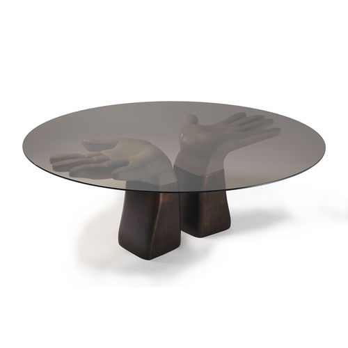 Designtisch / originell - PREGO! - 6714 - Fratelli Boffi - Glas / Gestell aus Metall / rund