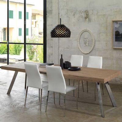Moderner Tisch - T52 DENVER - Friulsedie Sud by Dalmasson - Eiche / Chrom / rechteckig