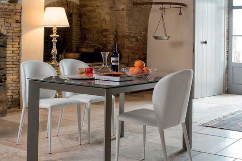 Moderner Esstisch - T48 SPRINT - Friulsedie Sud by Dalmasson - Glas / Metall / rechteckig
