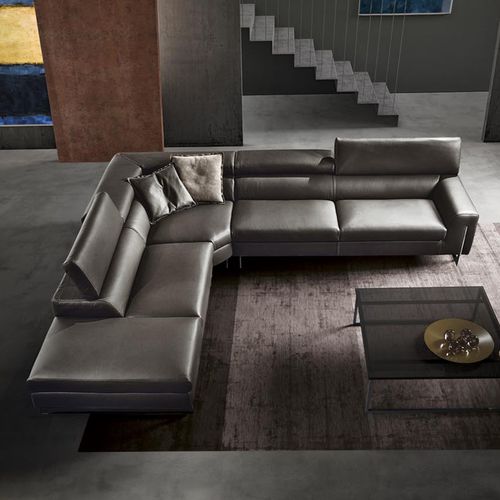 Ecksofa - BELLEVUE - Gamma Arredamenti International - modern / Leder / höhenverstellbar
