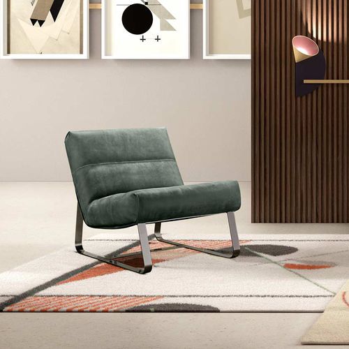 Moderner Kaminsessel - LOFT - Gamma Arredamenti International - Leder / Metall / mit Kufengestell