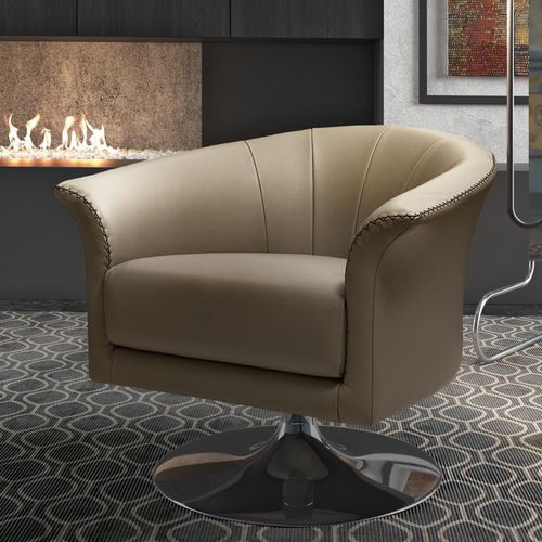 Moderner Sessel - OYSTER - Gamma Arredamenti International - Leder / Chrom / mit Mittelfuß
