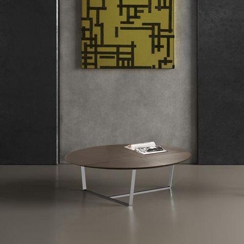 Moderner Couchtisch - T49 - Gamma Arredamenti International - aus lackiertem Metall / Leder / rund