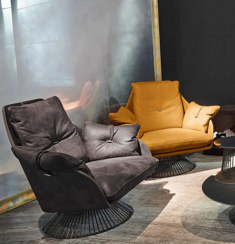 Moderner Sessel - GLOSS  - Gamma Arredamenti International - Leder / Metall / weiß