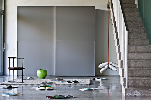 Moderner Kleiderschrank - HERON - Giellesse di Galli Luigi eAlessandro e C. - Holz / hochglanzlackiertes Holz / mit Schiebetür