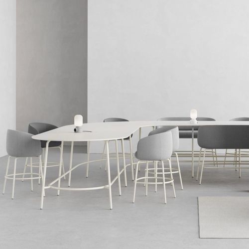 Moderner Stehtisch - NEST SYSTEM - + HALLE - Laminat / Gestell aus heißlackiertem Stahl / oval