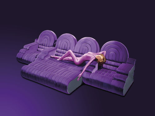 Modernes Sofa - STANLEY - Gufram - für Wohnzimmer / Samt / mit Fußstütze