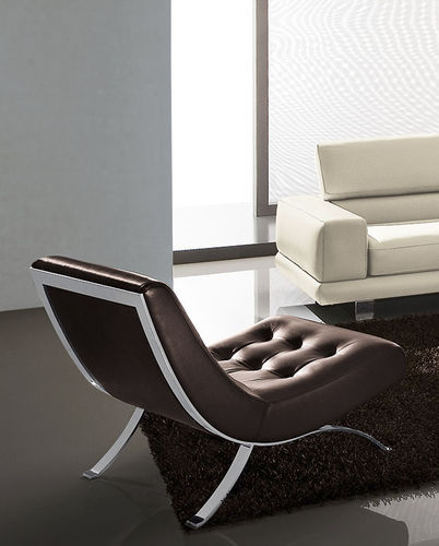 Moderner Kaminsessel - VINTAGE - Gurian - Leder / Metall / für Wohnzimmer