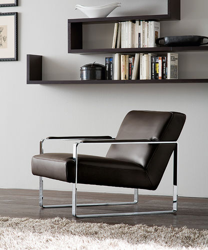 Moderner Sessel - HARPER - Gurian - Leder / Stahl / schwarz