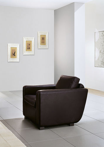 Moderner Sessel - ELIOT - Gurian - Leder / Holz / mit abziehbarem Bezug