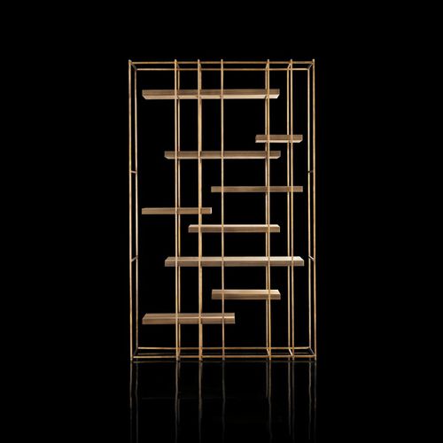 Modernes Bücherregal - CAGE-B - Henge - Massivholz / Stahl / Messing