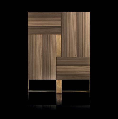 Modernes Sideboard - SIDE-L - Henge - Messing / Leder / Massivholz