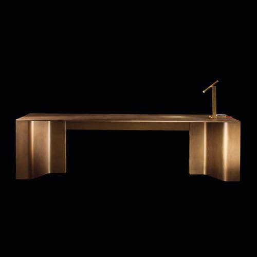 Moderner Schreibtisch - TIME - Henge - Massivholz / Messing / mit Gestell aus Paneelen