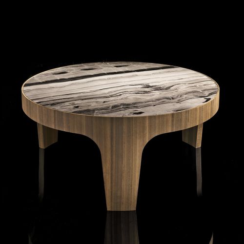 Moderner Couchtisch - R - Henge - Leder / Marmor / Massivholz