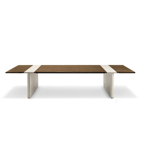 Moderner Besprechungstisch - CROSSING - i4 MARIANI - Holzfurnier / Leder / Gestell aus Holz