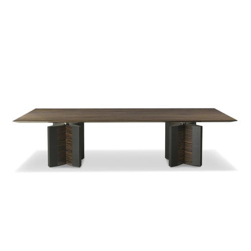Moderner Besprechungstisch - DE SYMETRIA - i4 MARIANI - Holzfurnier / Glas / Leder