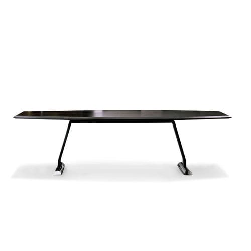 Moderner Besprechungstisch - DOLMEN - i4 MARIANI - Holzfurnier / Glas / Leder