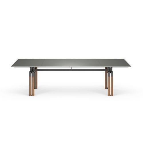 Moderner Besprechungstisch - PASO DOBLE - i4 MARIANI - Holzfurnier / Glas / Leder