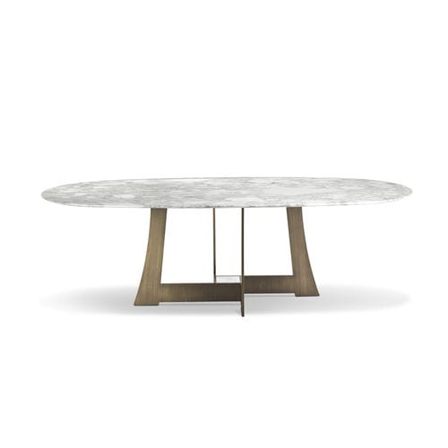 Moderner Esstisch - MOORE - i4 MARIANI - Holzfurnier / Glas / Marmor