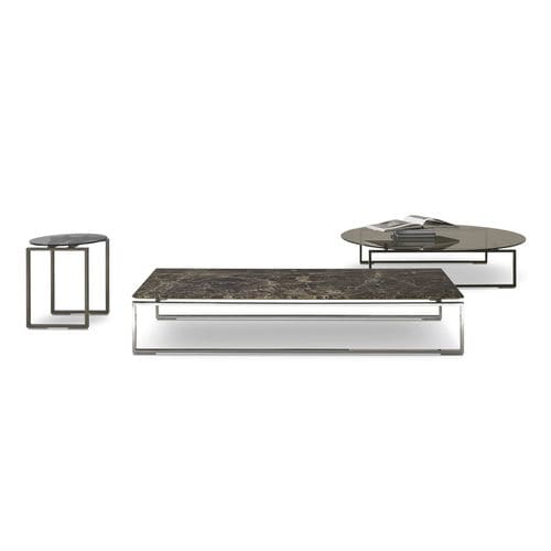 Moderner Couchtisch - KUBICO - i4 MARIANI - Glas / Leder / Marmor