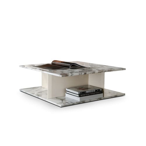 Moderner Couchtisch - PARK - i4 MARIANI - Leder / Marmor / Kuhfell