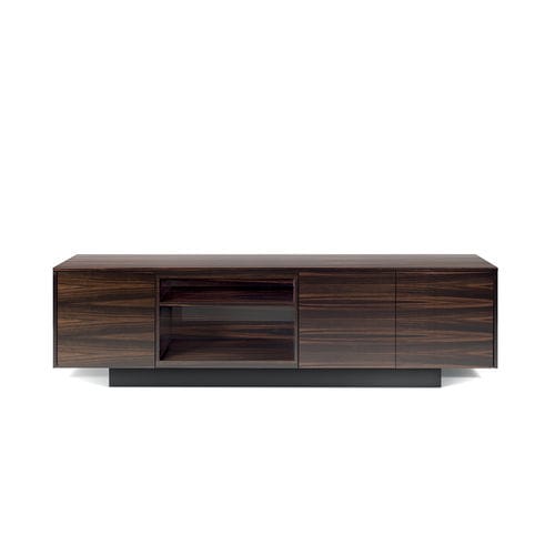 Modernes Sideboard - CITY - i4 MARIANI - Holzfurnier / Leder / mit Regal