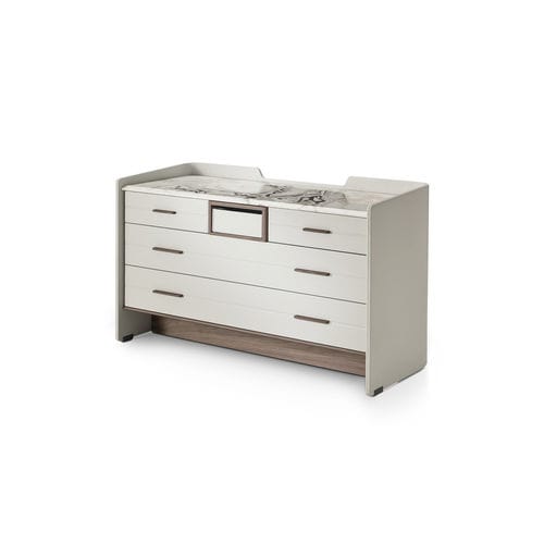 Moderne Kommode - JEAN MARIE - i4 MARIANI - Holzfurnier / Leder / Marmor