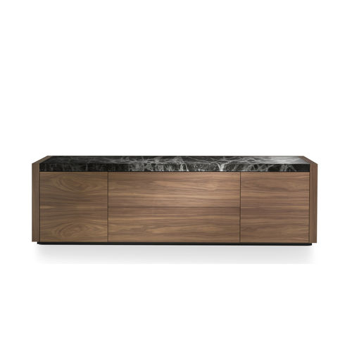 Modernes Sideboard - MATERICA - i4 MARIANI - Holzfurnier / Leder / Marmor