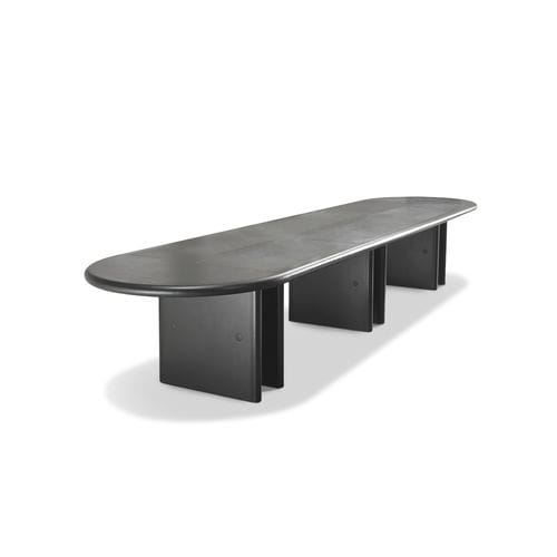 Moderner Besprechungstisch - BIG - i4 MARIANI - Holzfurnier / Leder / Gestell aus Holz