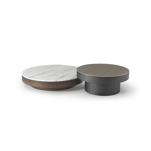 Moderner Couchtisch - DOT - i4 MARIANI - Glas / Holzfurnier / Marmor