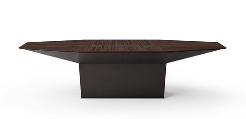 Moderner Tisch - EIDOS - i4 MARIANI - Leder / Holz / lackiertes Holz
