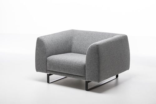 Moderner Besuchersessel - TAILOR - La Cividina - Leder / Stoff / Buche