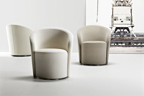 Moderner Sessel - SPEAK EASY - La Cividina - Stoff / Leder / Buche