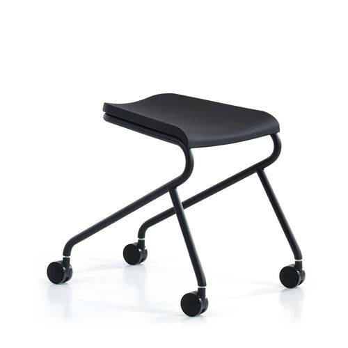 Stoff-Arbeitshocker - ADD MOVE - Lammhults Möbel AB - Leder / Gestell aus Stahl / Polster