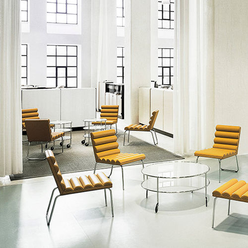 Moderner Kaminsessel - CHICAGO - Lammhults Möbel AB - Stoff / Leder / Chromstahl