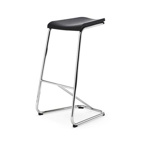 Moderner Barhocker - ADD - Lammhults Möbel AB - Leder / Gestell aus verchromtem Stahl / Gestell aus verchromtem Metall
