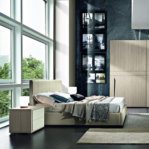 Doppelbett - GRACE2 - M.C.S. - modern / Polster / mit Kopfteil aus Leder