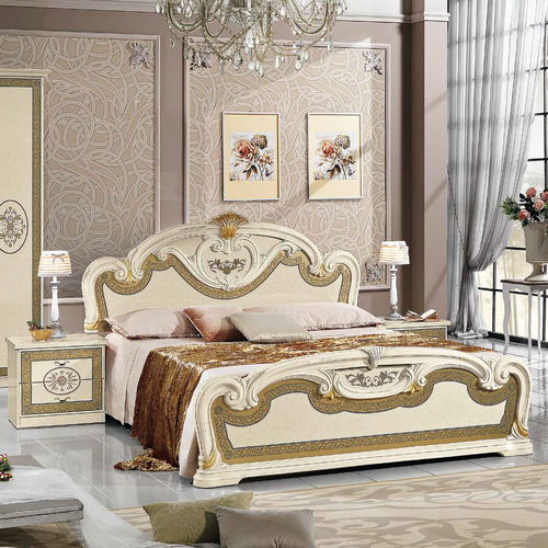 Doppelbett - NATALIE - M.C.S. - Stil / lackiertes Holz / Nussbaum