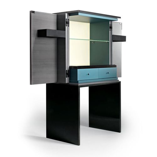 Moderner Barschrank - BLACK & MORE - Malerba - Holz / Metall / mit