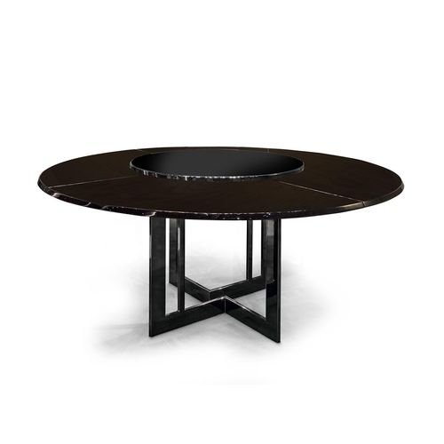 Moderner Tisch - PERFECT TIME - Malerba - Kastanienholz / Glas / Gestell aus Metall