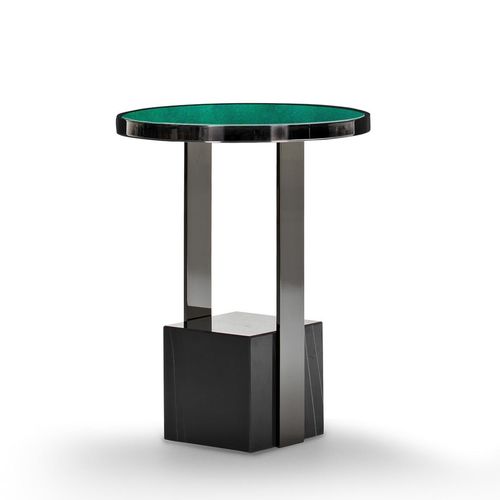 Moderner Beistelltisch - BLACK & MORE - Malerba - lackiertes Holz / Glas / Gestell aus Metall