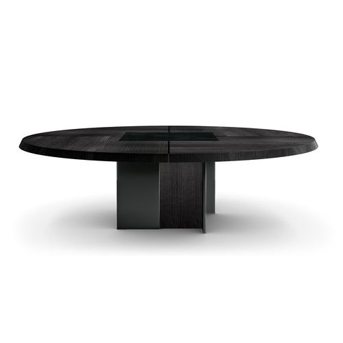 Moderner Besprechungstisch - BLACK & MORE - Malerba - Holzfurnier / Marmor / Gestell aus Metall