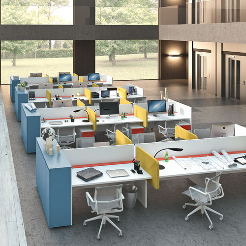 Tisch-Bürotrennwand - NET - Martex - Stoff / Glas / modulierbar