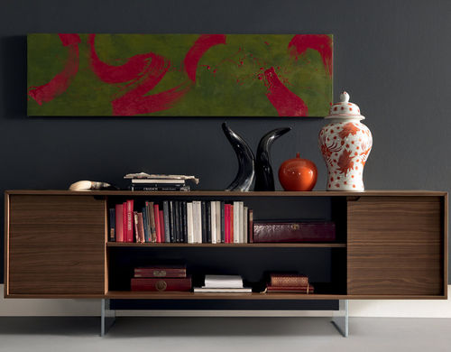 Modernes Sideboard - Martex - Nussbaum / Glas