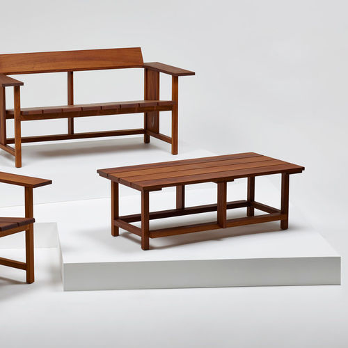 Moderner Couchtisch - CLERICI - Mattiazzi - Iroko / Gestell aus Iroko / rechteckig
