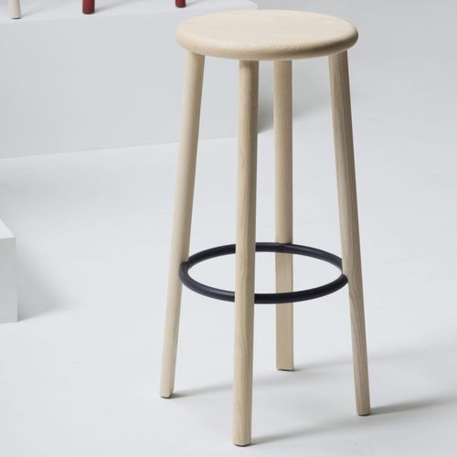 Moderner Barhocker - SOLO  - Mattiazzi - Leder / Eiche / Esche