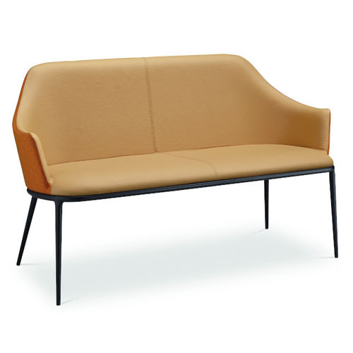 Moderne Polsterbank - LEA DV M TS - MIDJ - Stoff / Leder / lackierter Stahl